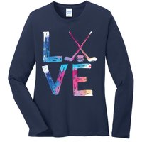 Love Ice Hockey Gifts Womens Ice Hockey Ladies Long Sleeve Shirt