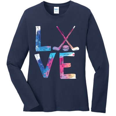 Love Ice Hockey Gifts Womens Ice Hockey Ladies Long Sleeve Shirt