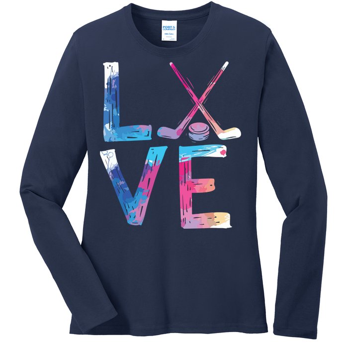 Love Ice Hockey Gifts Womens Ice Hockey Ladies Long Sleeve Shirt