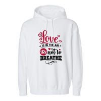 Love Is In The Air Try Not To Breathe Valentine Day Gift Garment-Dyed Fleece Hoodie