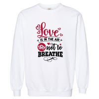 Love Is In The Air Try Not To Breathe Valentine Day Gift Garment-Dyed Sweatshirt