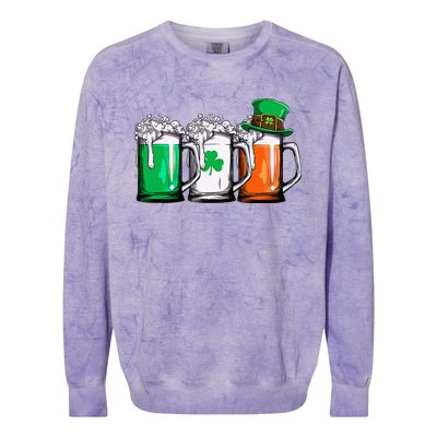 Leprechaun Irish Ireland Flag Beer St Patricks Day Colorblast Crewneck Sweatshirt