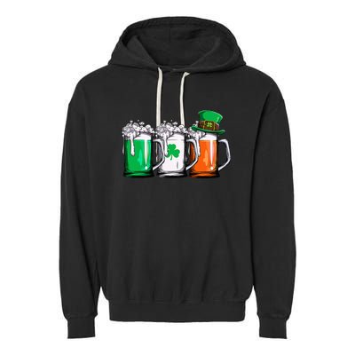 Leprechaun Irish Ireland Flag Beer St Patricks Day Garment-Dyed Fleece Hoodie