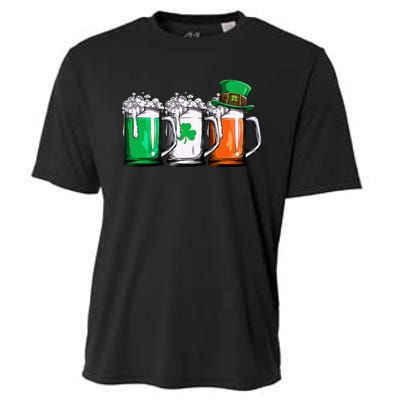 Leprechaun Irish Ireland Flag Beer St Patricks Day Cooling Performance Crew T-Shirt