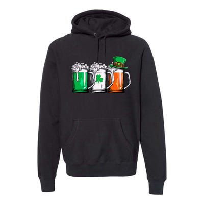 Leprechaun Irish Ireland Flag Beer St Patricks Day Premium Hoodie