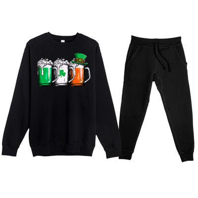 Leprechaun Irish Ireland Flag Beer St Patricks Day Premium Crewneck Sweatsuit Set