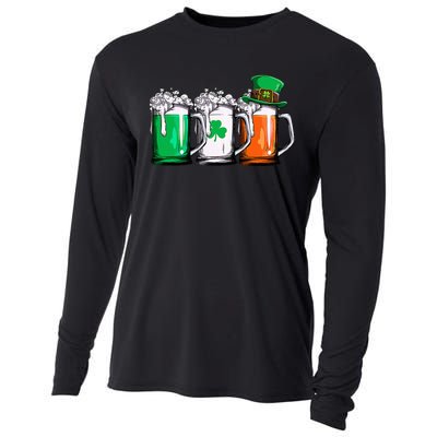 Leprechaun Irish Ireland Flag Beer St Patricks Day Cooling Performance Long Sleeve Crew