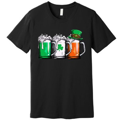 Leprechaun Irish Ireland Flag Beer St Patricks Day Premium T-Shirt