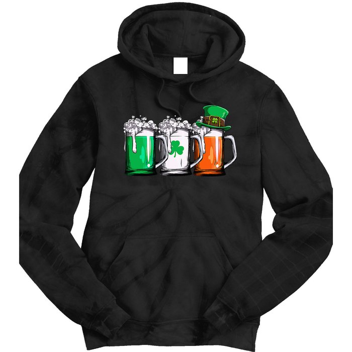 Leprechaun Irish Ireland Flag Beer St Patricks Day Tie Dye Hoodie