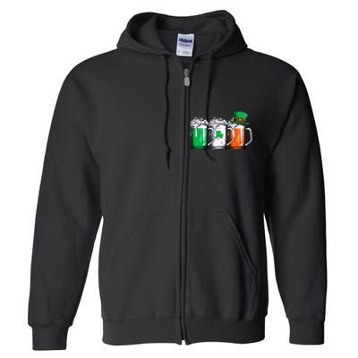 Leprechaun Irish Ireland Flag Beer St Patricks Day Full Zip Hoodie