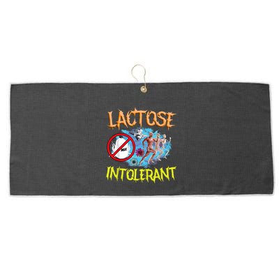 Lactose Intolerant Ironic Sarcastic Funny Humor Cringe Meme Large Microfiber Waffle Golf Towel