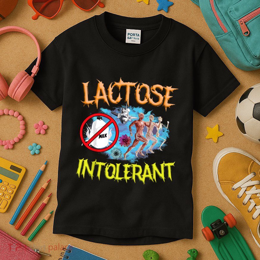 Lactose Intolerant Ironic Sarcastic Funny Humor Cringe Meme Kids T-Shirt