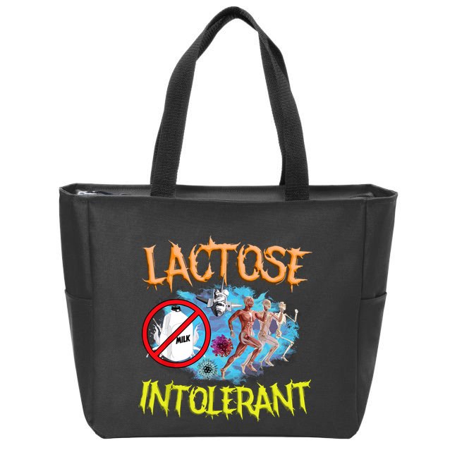 Lactose Intolerant Ironic Sarcastic Funny Humor Cringe Meme Zip Tote Bag