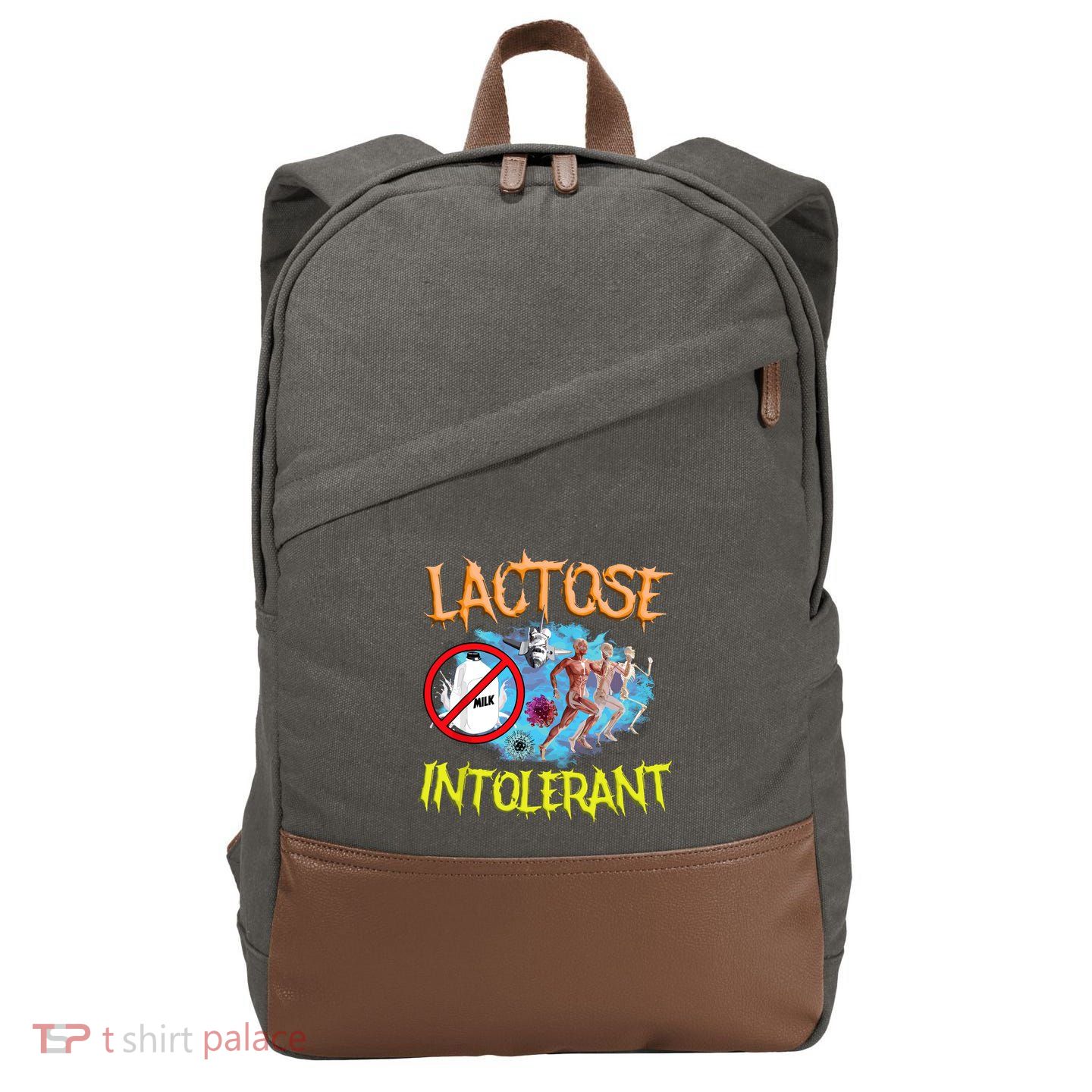 Lactose Intolerant Ironic Sarcastic Funny Humor Cringe Meme Cotton Canvas Backpack