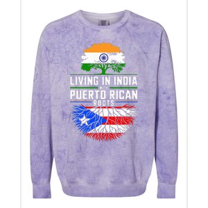 Living In India With Puerto Rican Roots Puerto Rican Grown Colorblast Crewneck Sweatshirt