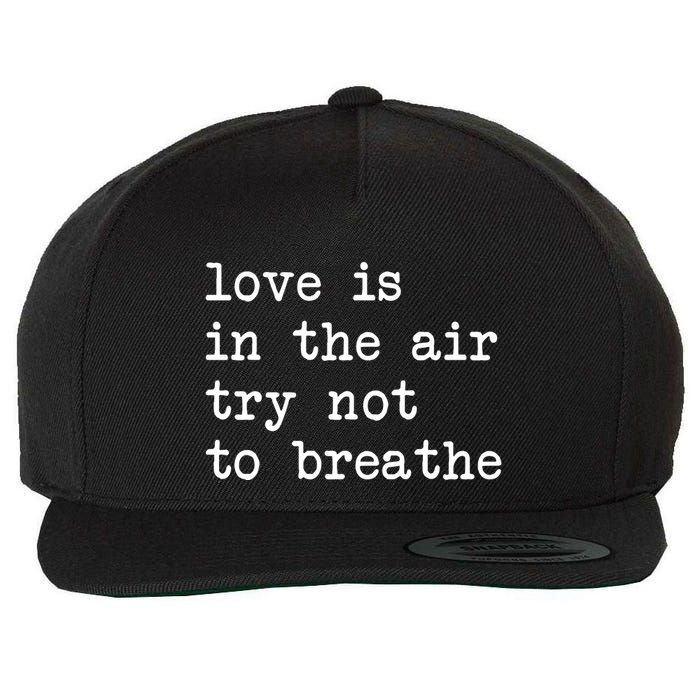 Love Is In The Air Try Not To Breathe Funny Valentines Day Wool Snapback Cap