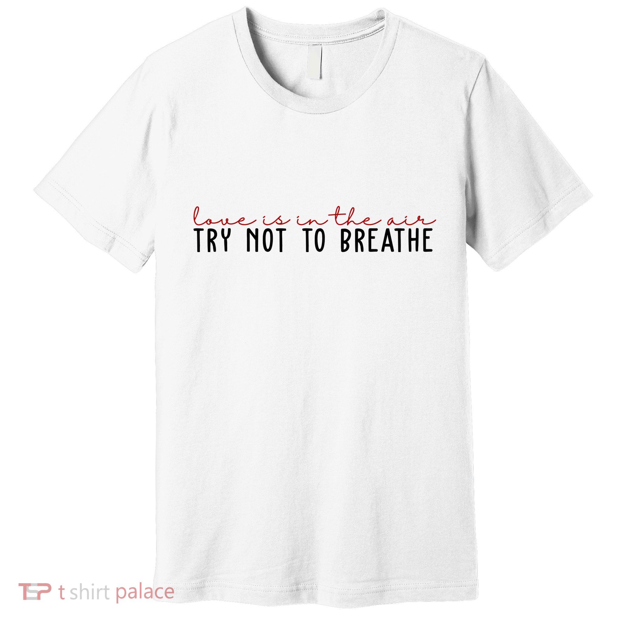 Love Is In The Air Try Not To Breathe Funny Valentine Premium T-Shirt