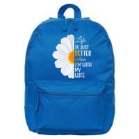 Life Is Just Better When I'm With My Wife Sunflower 16 in Basic Backpack