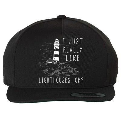 Lighthouse I Just Really Like Lighthouses Seaside Boating Wool Snapback Cap