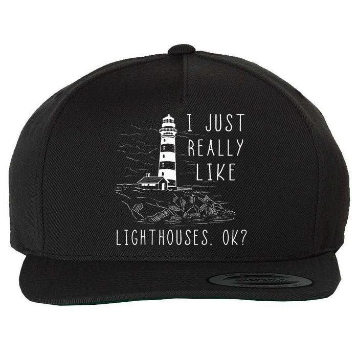 Lighthouse I Just Really Like Lighthouses Seaside Boating Wool Snapback Cap