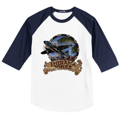 Lucasfilm I.N.D.I.A.N.A J.O.N.E.S Adventure Plane Vintage Baseball Sleeve Shirt