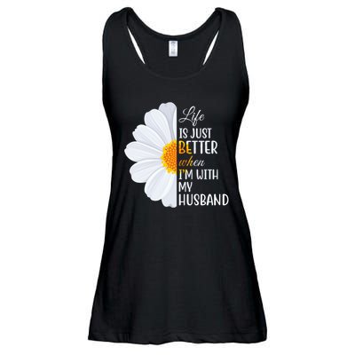 Life Is Just Better When I'm With My Husband Sunflower Ladies Essential Flowy Tank