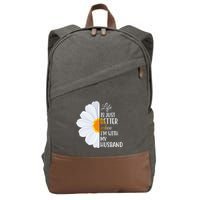 Life Is Just Better When I'm With My Husband Sunflower Cotton Canvas Backpack