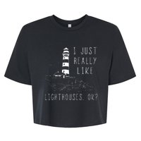 Lighthouse I Just Really Like Lighthouses Seaside Boating Bella+Canvas Jersey Crop Tee