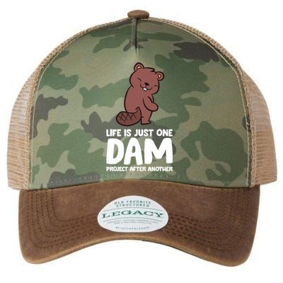 Life Is Just One Dam Project After Another Funny Beaver Dam Legacy Tie Dye Trucker Hat