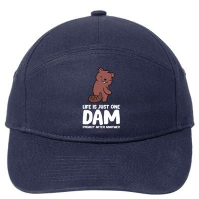 Life Is Just One Dam Project After Another Funny Beaver Dam 7-Panel Snapback Hat