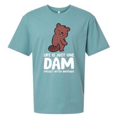 Life Is Just One Dam Project After Another Funny Beaver Dam Sueded Cloud Jersey T-Shirt