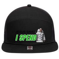 Lucca International Jesus Saves I Spend 7 Panel Mesh Trucker Snapback Hat
