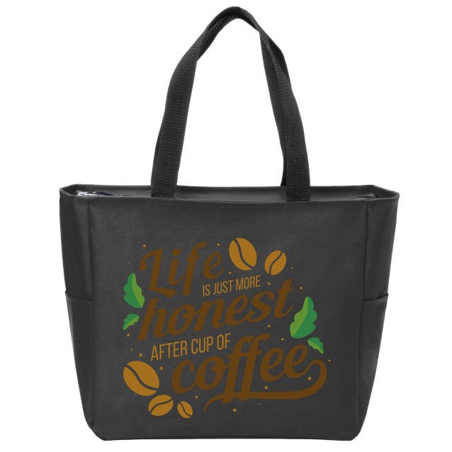 Life Is Just More Honest After Cup Of Coffee Funny Zip Tote Bag
