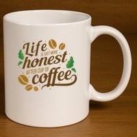 Life Is Just More Honest After Cup Of Coffee Funny 11oz C Handle Ceramic Mug