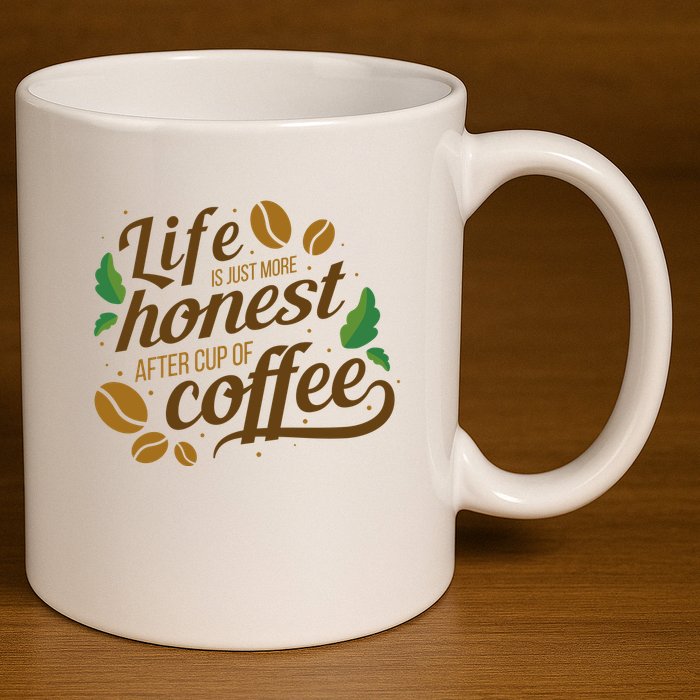 Life Is Just More Honest After Cup Of Coffee Funny 11oz C Handle Ceramic Mug