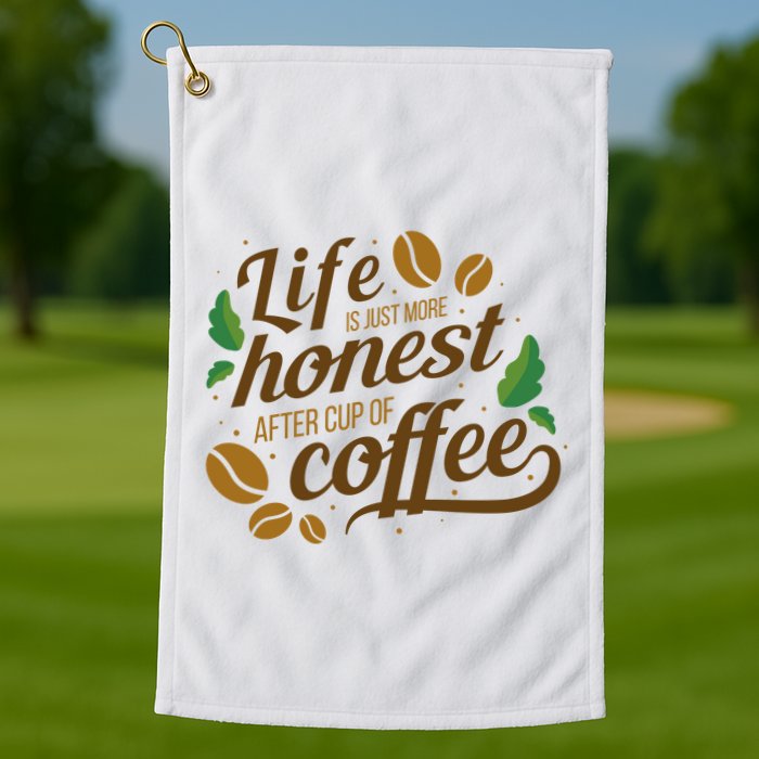 Life Is Just More Honest After Cup Of Coffee Funny Golf Towel