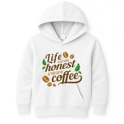 Life Is Just More Honest After Cup Of Coffee Funny Kids Hoodie
