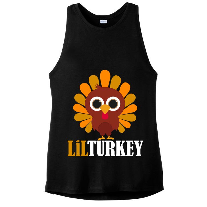 Lil Turkey Cute Thanksgiving  Ladies PosiCharge Tri-Blend Wicking Tank