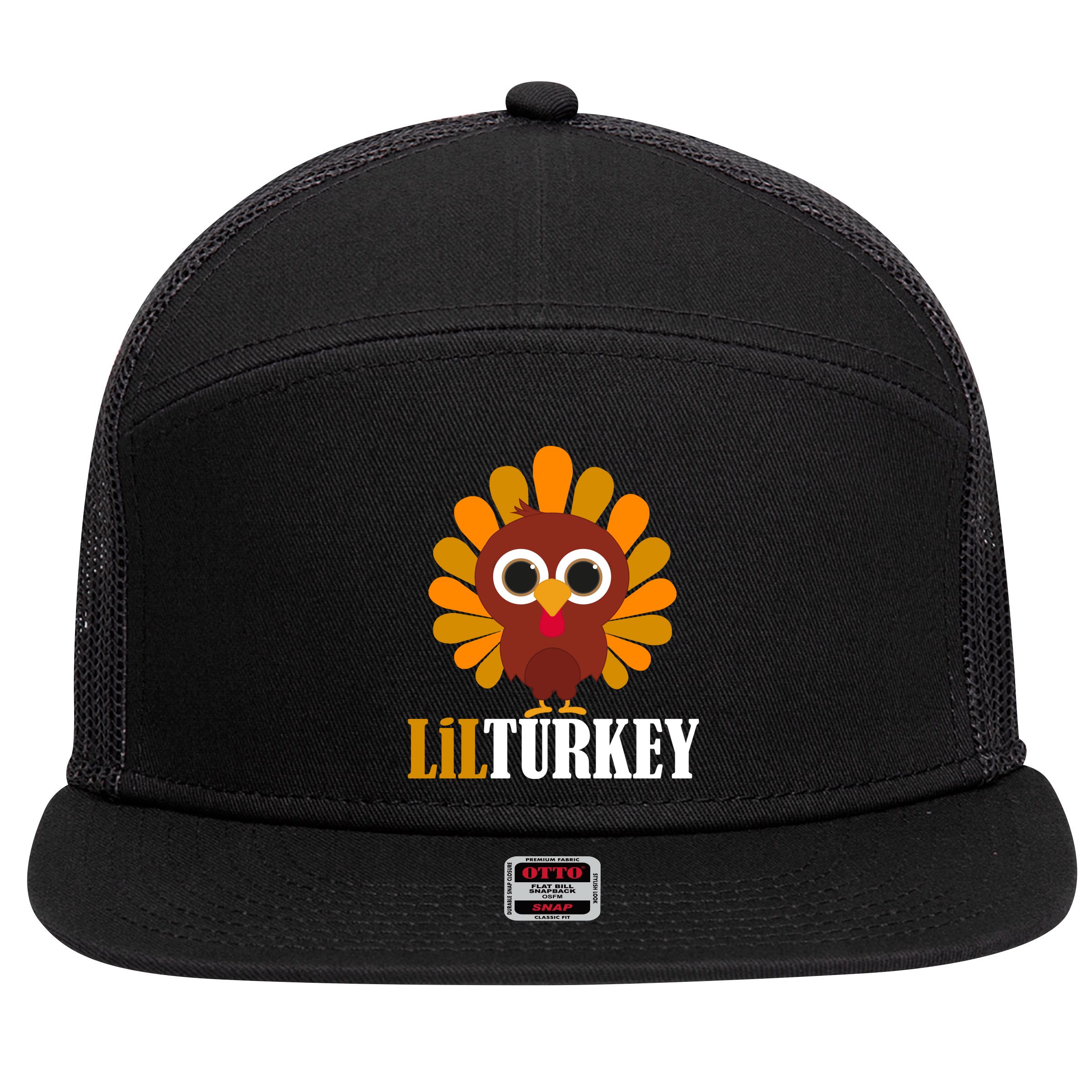 Lil Turkey Cute Thanksgiving  7 Panel Mesh Trucker Snapback Hat
