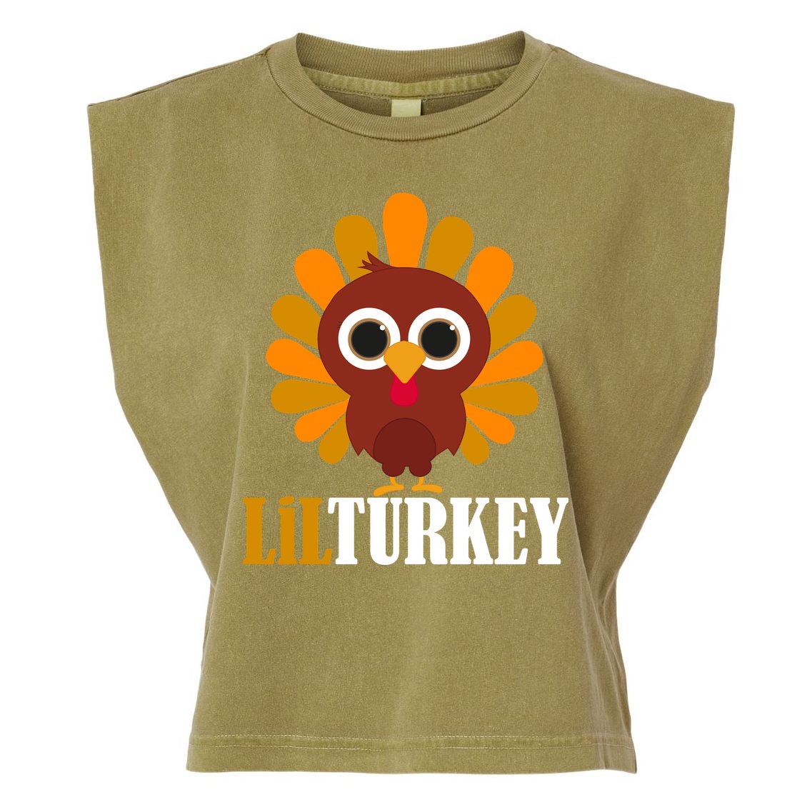 Lil Turkey Cute Thanksgiving  Garment-Dyed Women's Muscle Tee