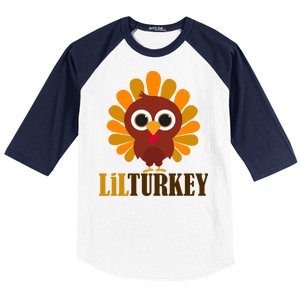 Lil Turkey Cute Thanksgiving  Baseball Sleeve Shirt