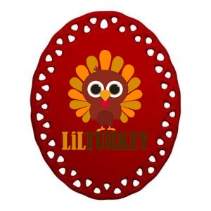 Lil Turkey Cute Thanksgiving  Ceramic Oval Ornament