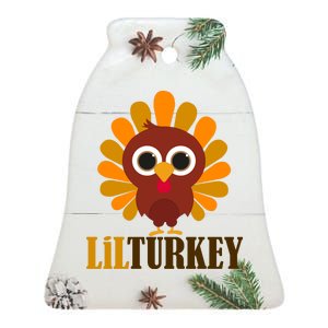 Lil Turkey Cute Thanksgiving  Ceramic Bell Ornament