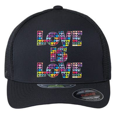 Love Is Love Gift Colorful Rainbow Hearts Lgbtq Awareness Gift Flexfit Unipanel Trucker Cap