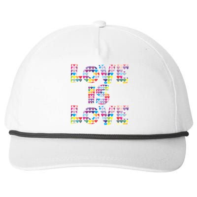 Love Is Love Gift Colorful Rainbow Hearts Lgbtq Awareness Gift Snapback Five-Panel Rope Hat