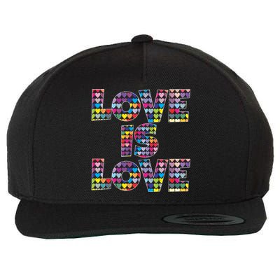 Love Is Love Gift Colorful Rainbow Hearts Lgbtq Awareness Gift Wool Snapback Cap