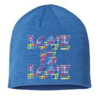 Love Is Love Gift Colorful Rainbow Hearts Lgbtq Awareness Gift Sustainable Beanie