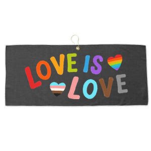 Love Is Love Pride Month LGBTQ Peace No Hate Classic Large Microfiber Waffle Golf Towel