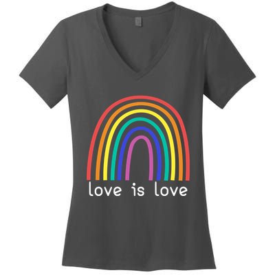 Love Is Love Rainbow Pride Month Women's V-Neck T-Shirt