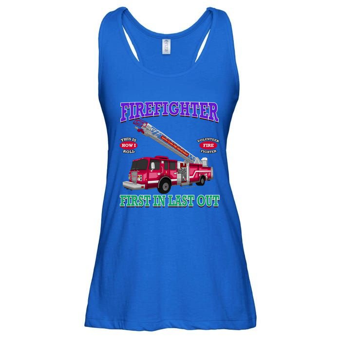 Last In Last Out Fire Truck Firefighter Novelty Gift Meaningful Gift Ladies Essential Flowy Tank